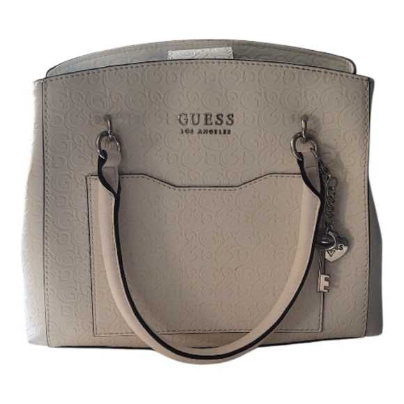 Guess Faux Leather Logo Embossed Satchel - Picture 1 of 3